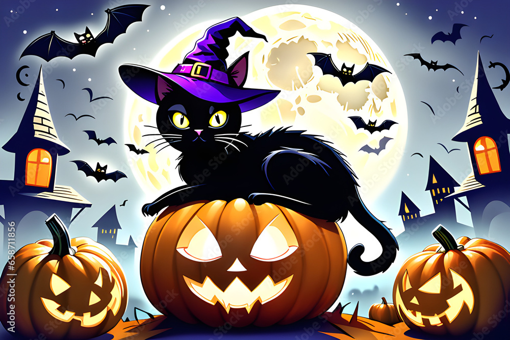 halloween background pumpkin and black cat
Generative AI halloween background pumpkin and black cat
Generative AI