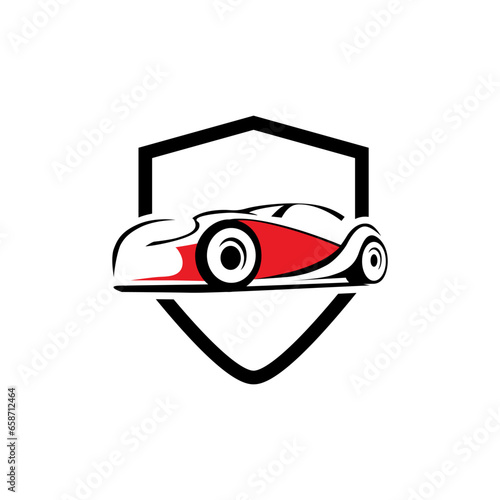 car protection lines vector abstract logo design