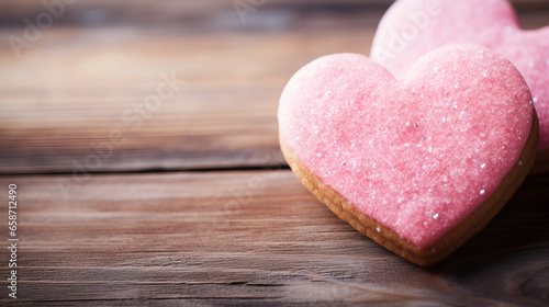heart shaped cookies on wooden table