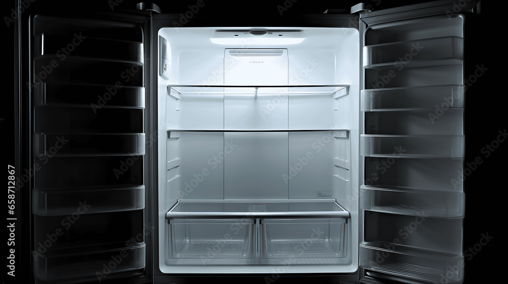 Hunger's Reminder, An Unfilled Fridge Echoes Silence Hunger's Reminder, An Unfilled Fridge Echoes Silence
