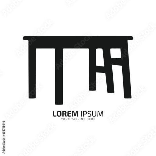 Minimal and abstract logo of desk icon table vector office table silhouette isolated restaurant table