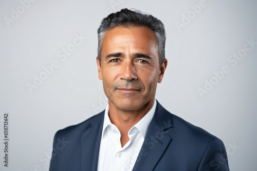 Happy mid aged older business man executive standing on isolated, Smiling 50 year old mature confident professional manager, confident businessman investor looking at camera headshot close up portrait