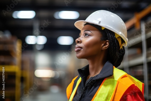 portrait of a female construction worker worker at work