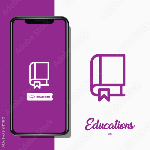 Education icon set vector concept and smartphone