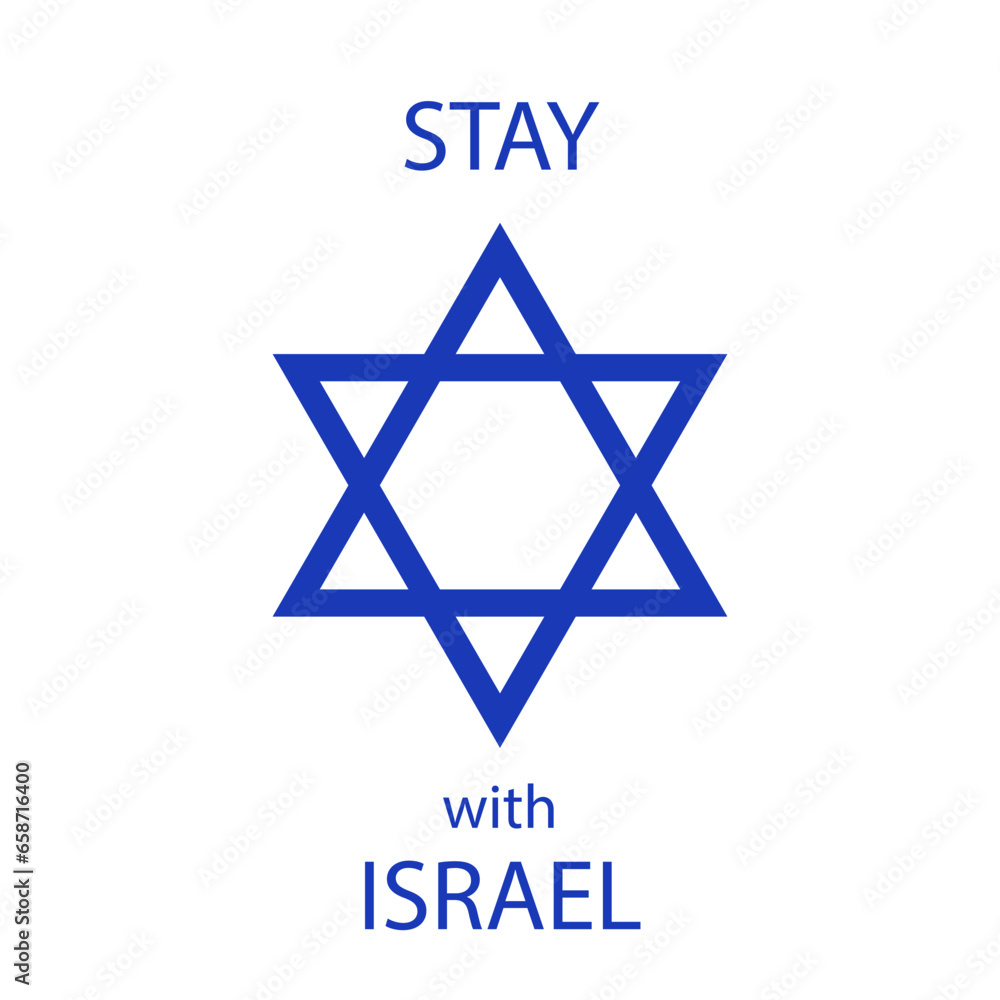Israel flag sign. Star of David neon icon. Vector illustration. Stay with Israel Israel flag sign. Star of David neon icon. Vector illustration. Stay with Israel