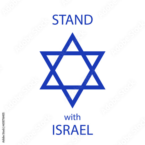 Israel flag sign. Star of David neon icon. Vector illustration. Stand with Israel