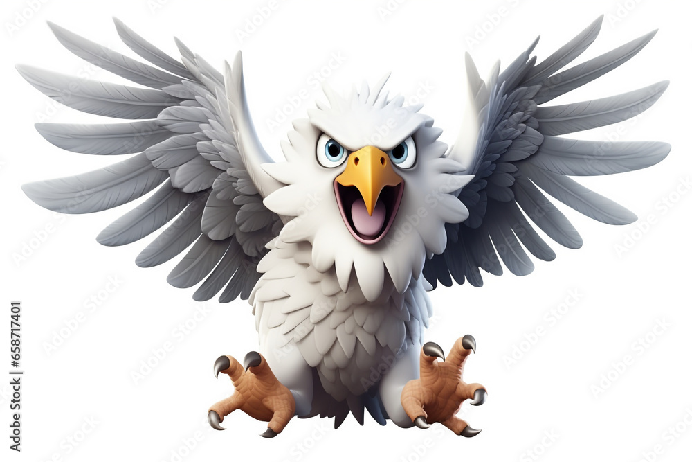 cute cartoon eagle monster white background cute cartoon eagle monster white background