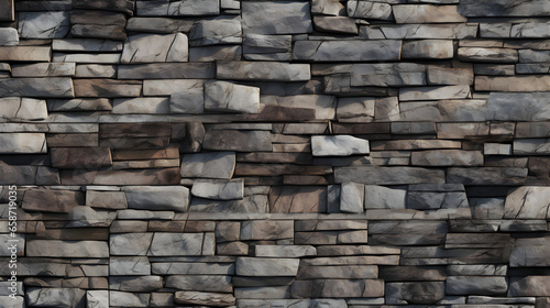 Generate an image depicting a detailed rock wall similar to a stacked stone retaining wall.