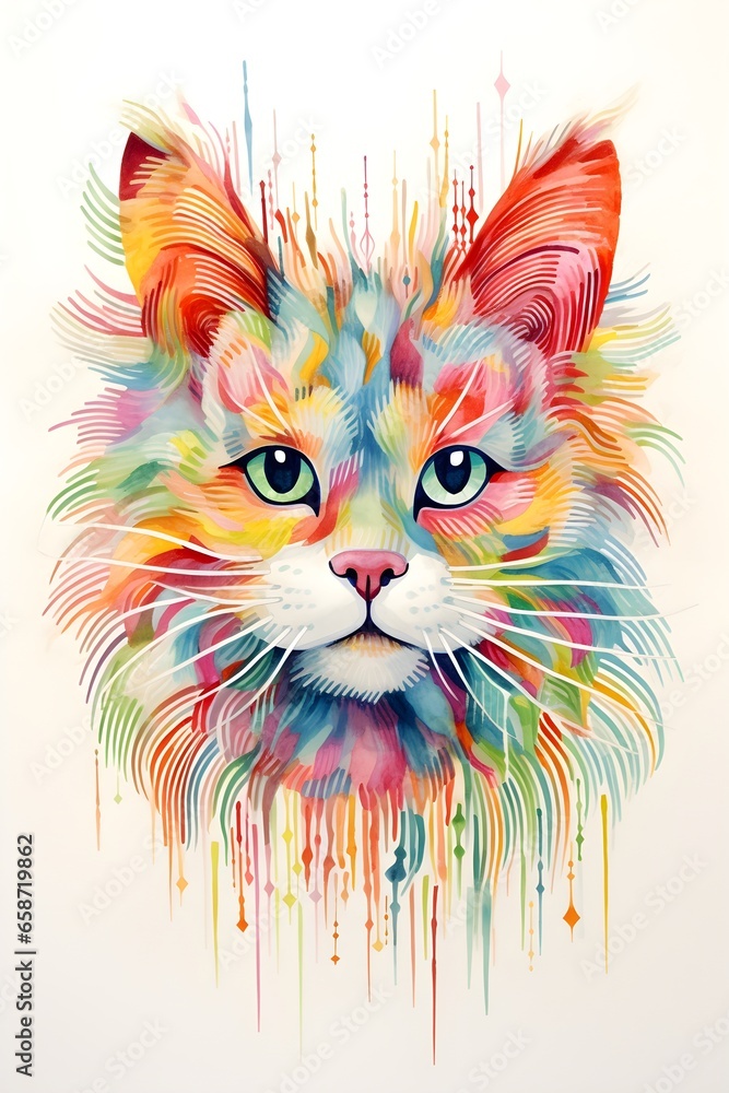 Fototapeta A cat illustration with risograph style