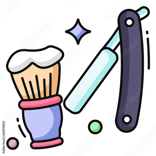 A flat design icon of shaving accessories 