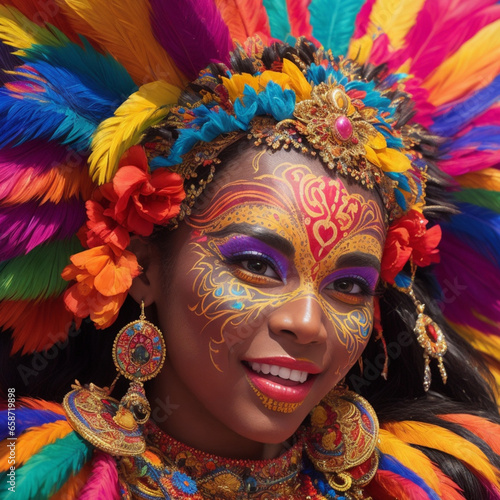 A woman in a carnival mask