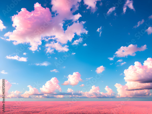 Tranquil Pastel Skies: Soft Blue, Pink, and Gold Cloudscape. generative AI