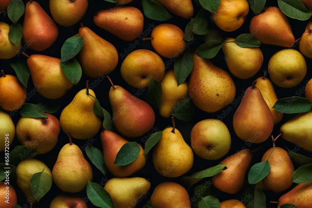 Top view of group of pears. Generative Ai