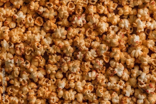 Top view of group of golden popcorns. Generative Ai