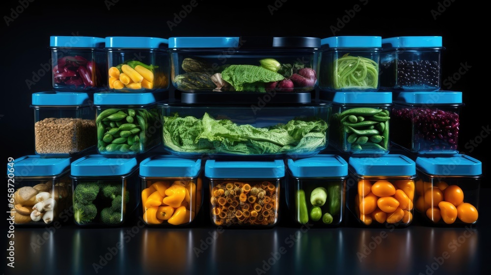 Plastic containers with vegetables