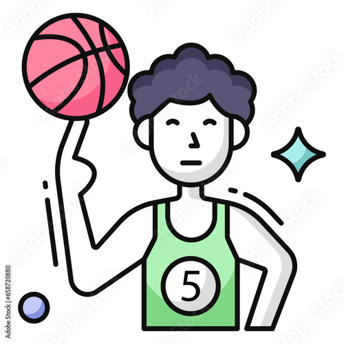 An editable design icon of basketball player 