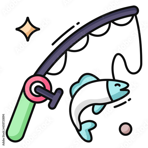 Trendy vector design of catching fish