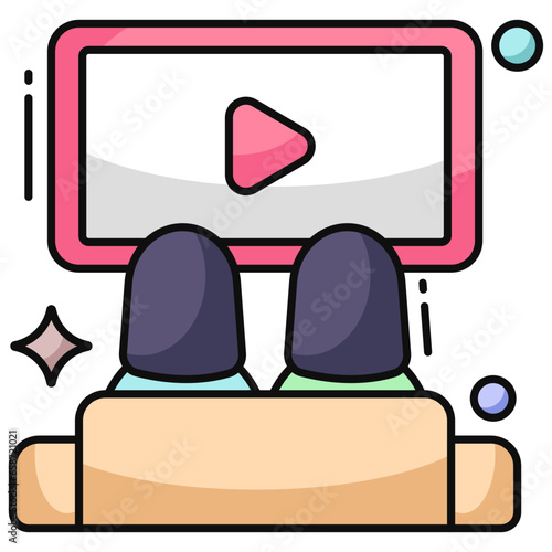 A premium download icon of watching movie 