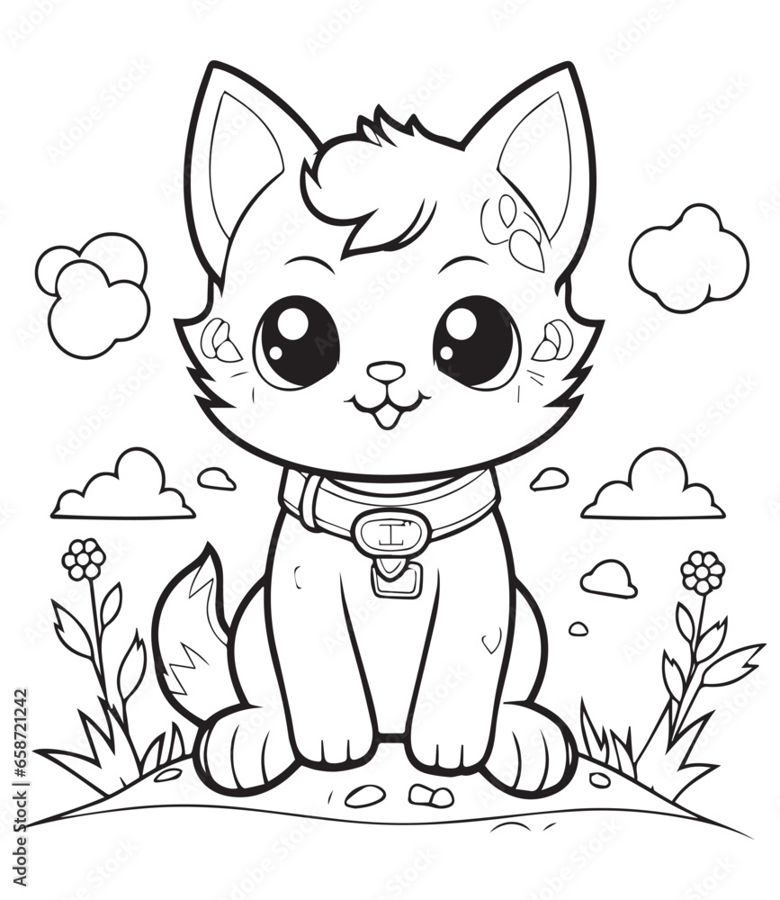 Fototapeta premium Meow Cats Coloring page for Kids