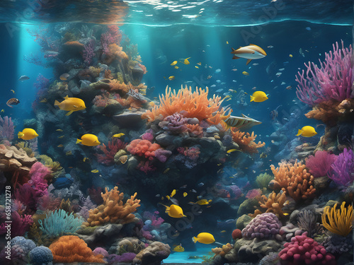 Enchanting Underwater World - Vibrant Illustration. generative AI © EVISUAL
