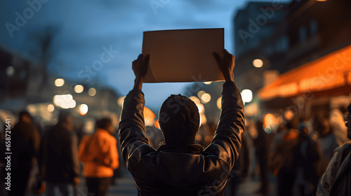 A person holding a sign 