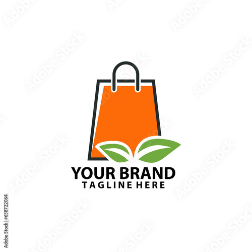 natural material shopping bag logo design vector