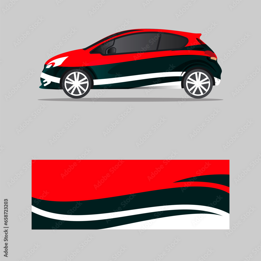 wrapping car decal creative wave design vector
