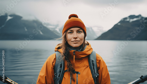 Norwegian girl in front of a lake © Sanja