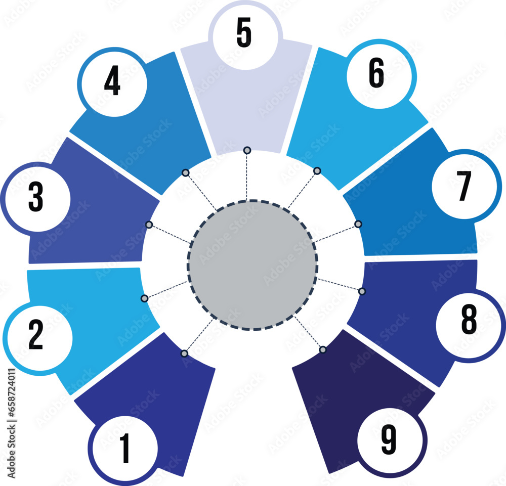 Collection of vector circle chart infographic templates for presentations, advertising, layouts, annual reports. 9 options, steps, part Collection of vector circle chart infographic templates for presentations, advertising, layouts, annual reports. 9 options, steps, part