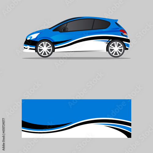 wrapping car decal wavy blue design vector