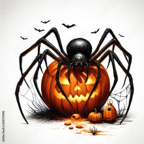 halloween pumpkin with spider
