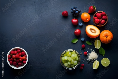 fruit and vegetables on black