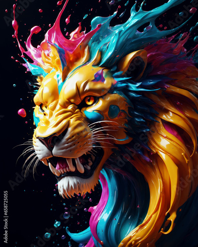 tiger head with flames