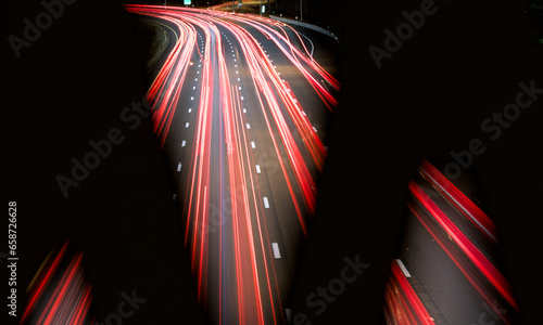 Long exposure of cars driving on highway