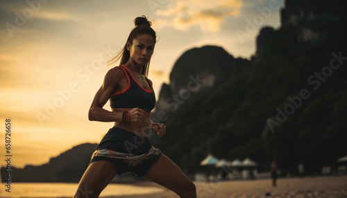 Fotografia Martial Arts Enthusiasts, Girls Embracing Muay Thai