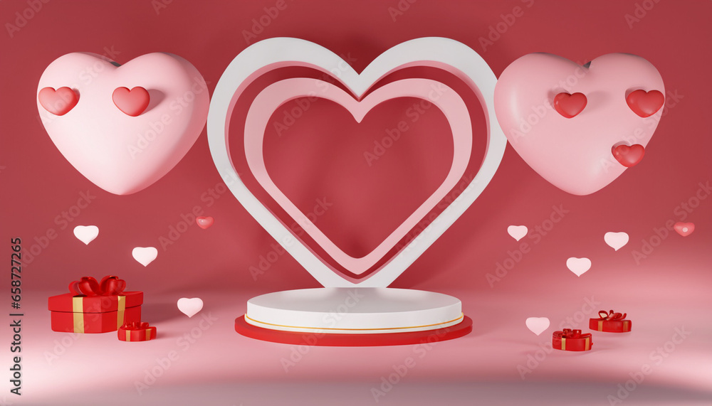 Valentine's day background with heart and gift box. 