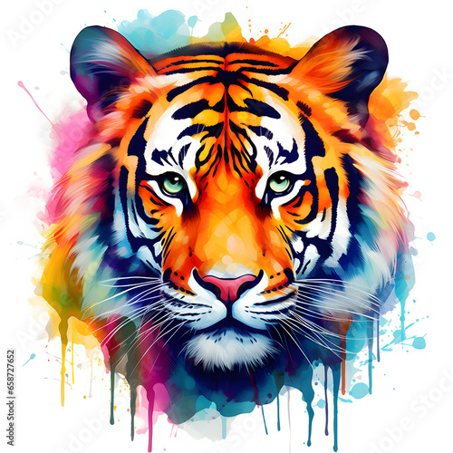 Tiger on a white background  watercolor illustration. 