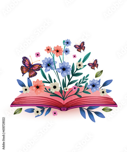 Flower Bookworm Avid Reader - Floral Book Reading Nerd