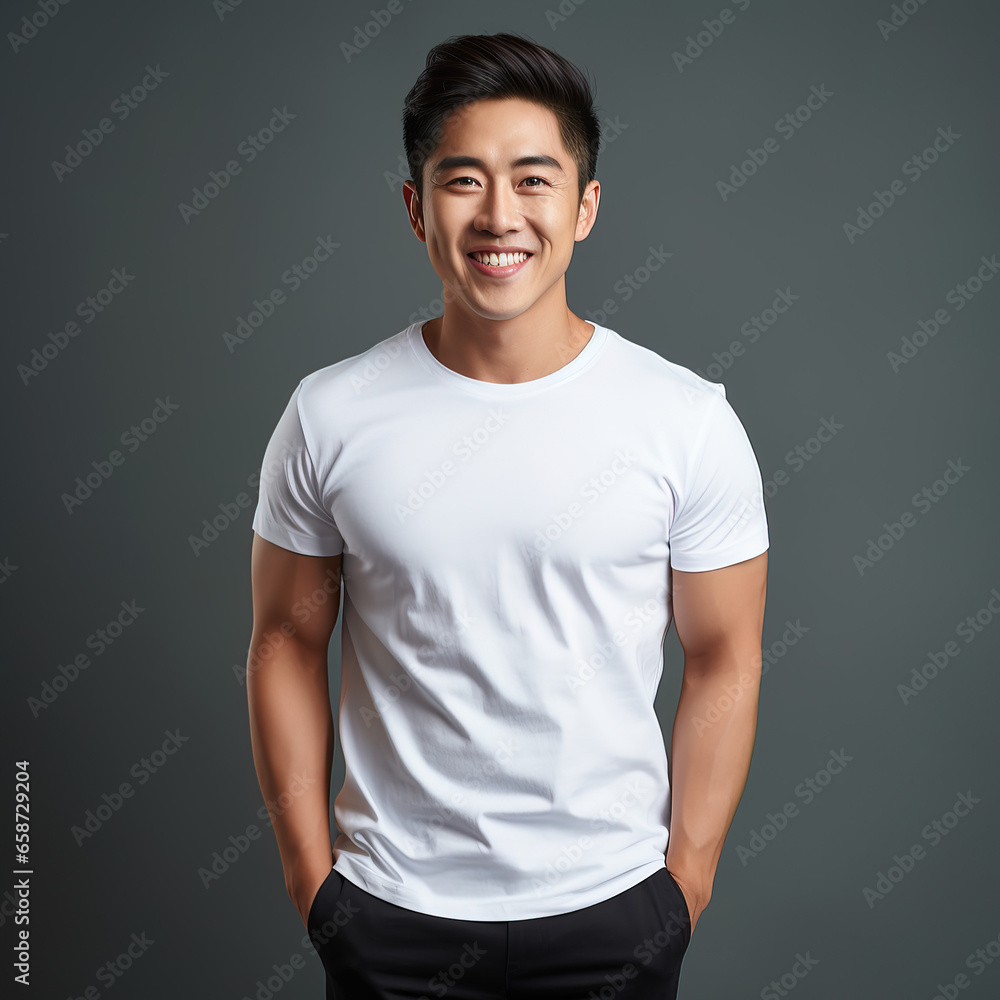 Male Model in white cotton t shirt, studio background Male Model in white cotton t shirt, studio background