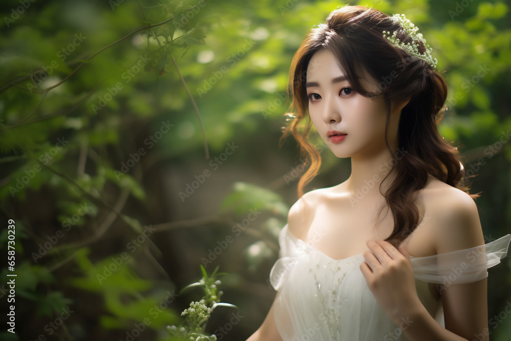 Beautiful asian girl on bride dress Beautiful asian girl on bride dress