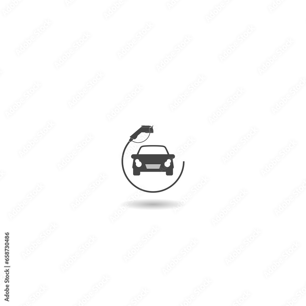 Electric car charging icon with shadow Electric car charging icon with shadow