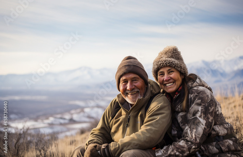 white couple in a winter landscape