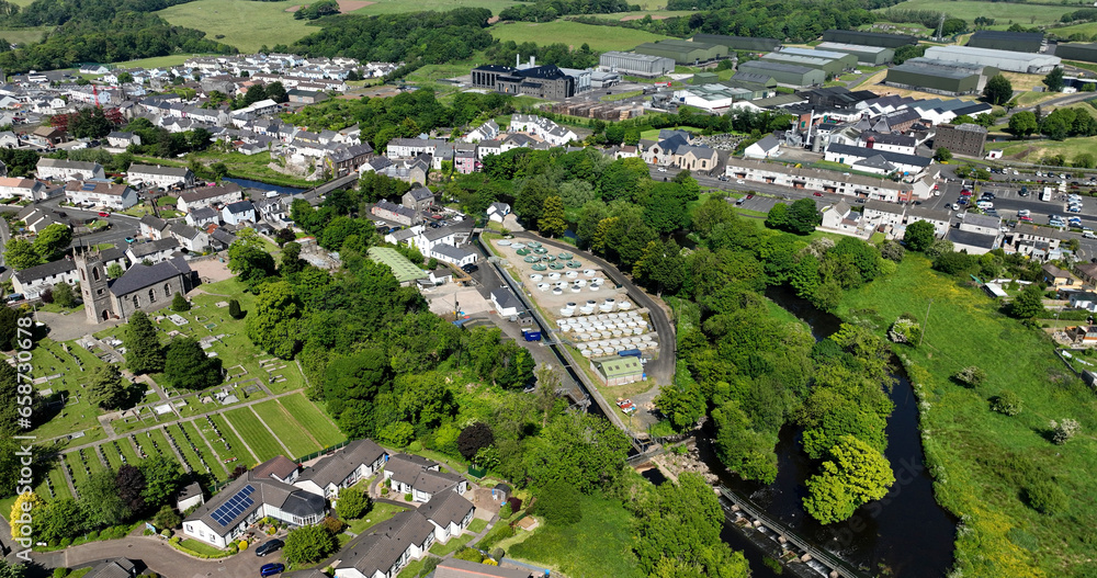Aerial photo of Industrial Business in Bushmills Village on the North of Co Antrim Northern Ireland