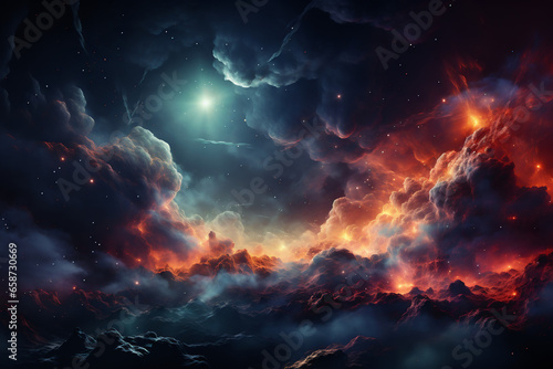 Space Cosmos with galaxies and bright stars, Astronomy, Universe, colorful space background ​