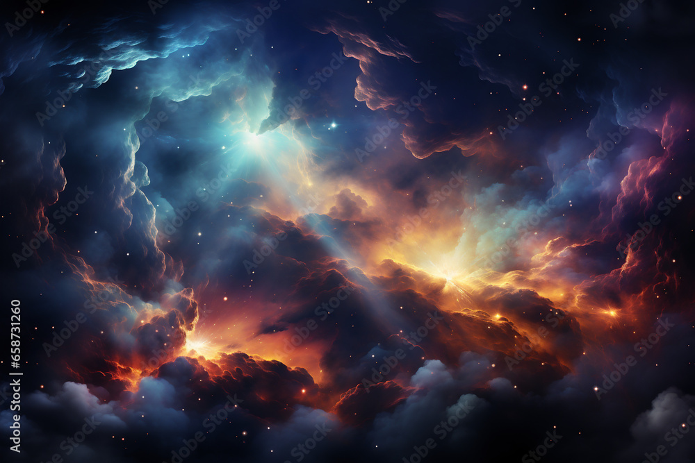 Space Cosmos with galaxies and bright stars, Astronomy, Universe, colorful space background
​