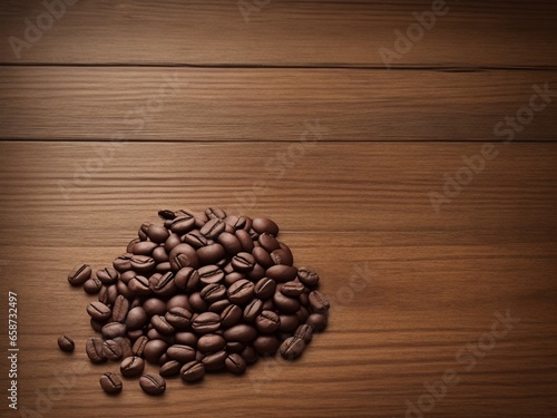 coffee beans on wooden background © Naqash