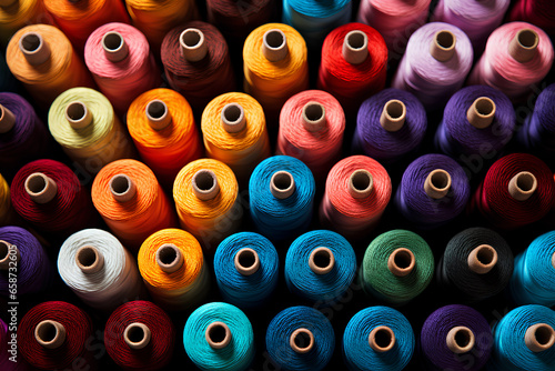 spools of colorful thread sitting on top of one another piled up and ready to be used