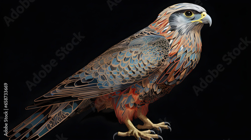 An egyptian falcon horus symbol on a black background