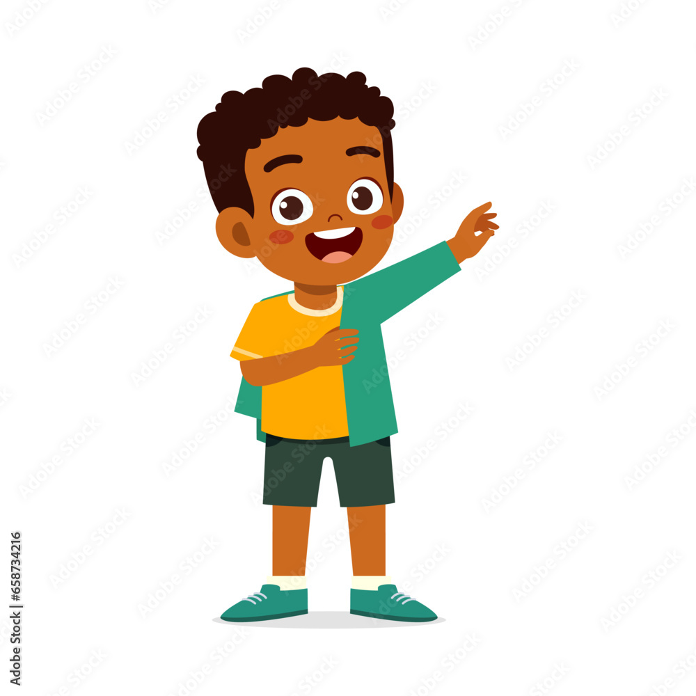 little kid wearing clothes and feeling happy little kid wearing clothes and feeling happy