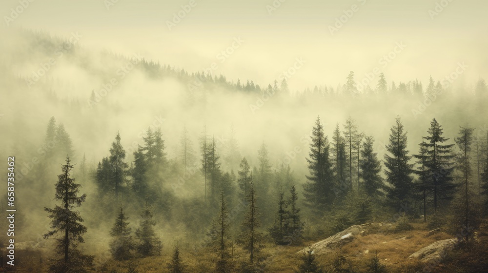 Pine forest in retro style Pine forest in retro style